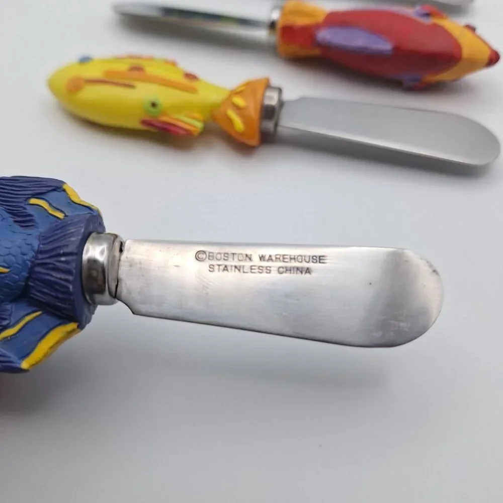 Boston Warehouse Fish Cheese Knives Knife‎ Set Small Colorful Nautical Sea Beach